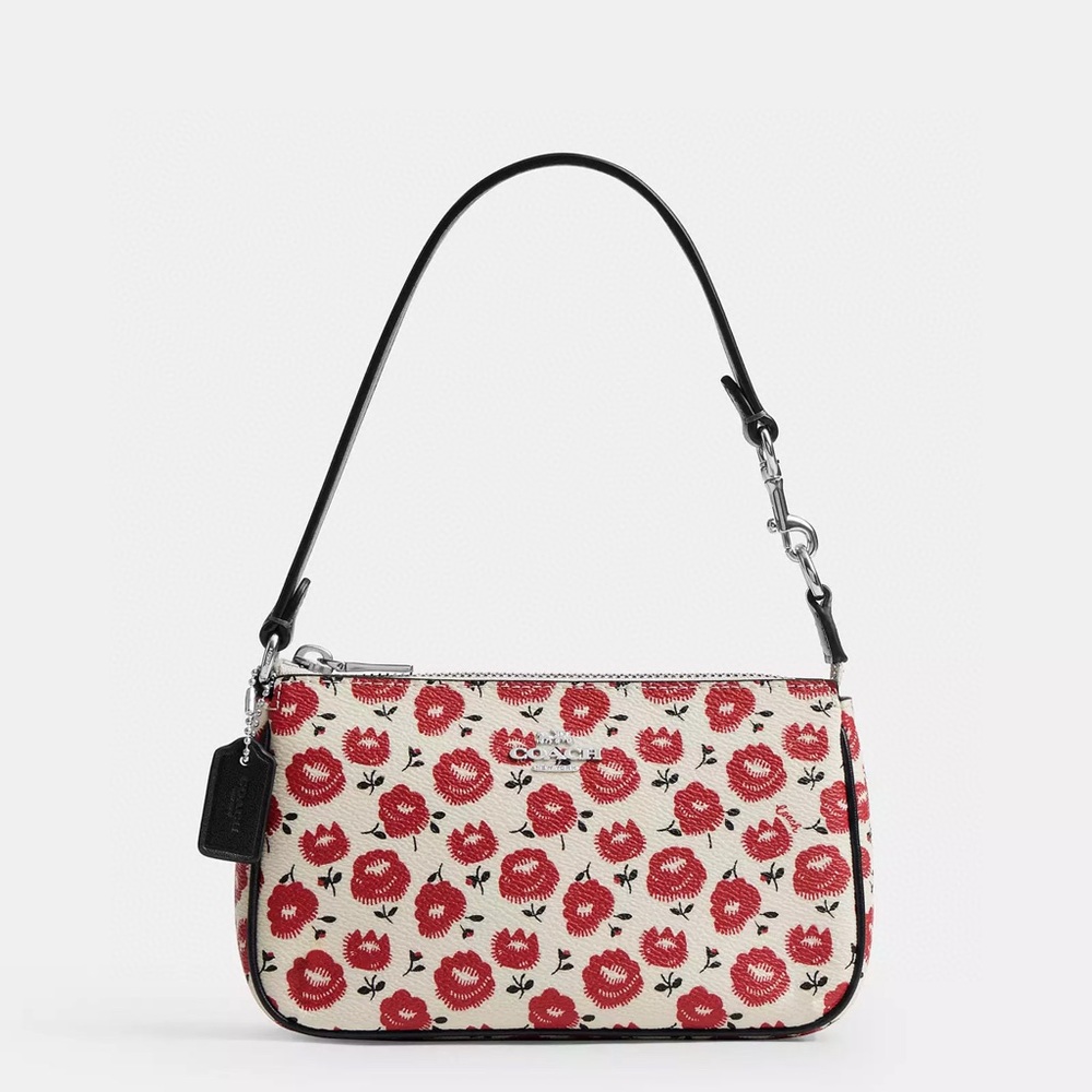NWT Coach Nolita 19 With Floral Print  Silver/Chalk/Black Multi